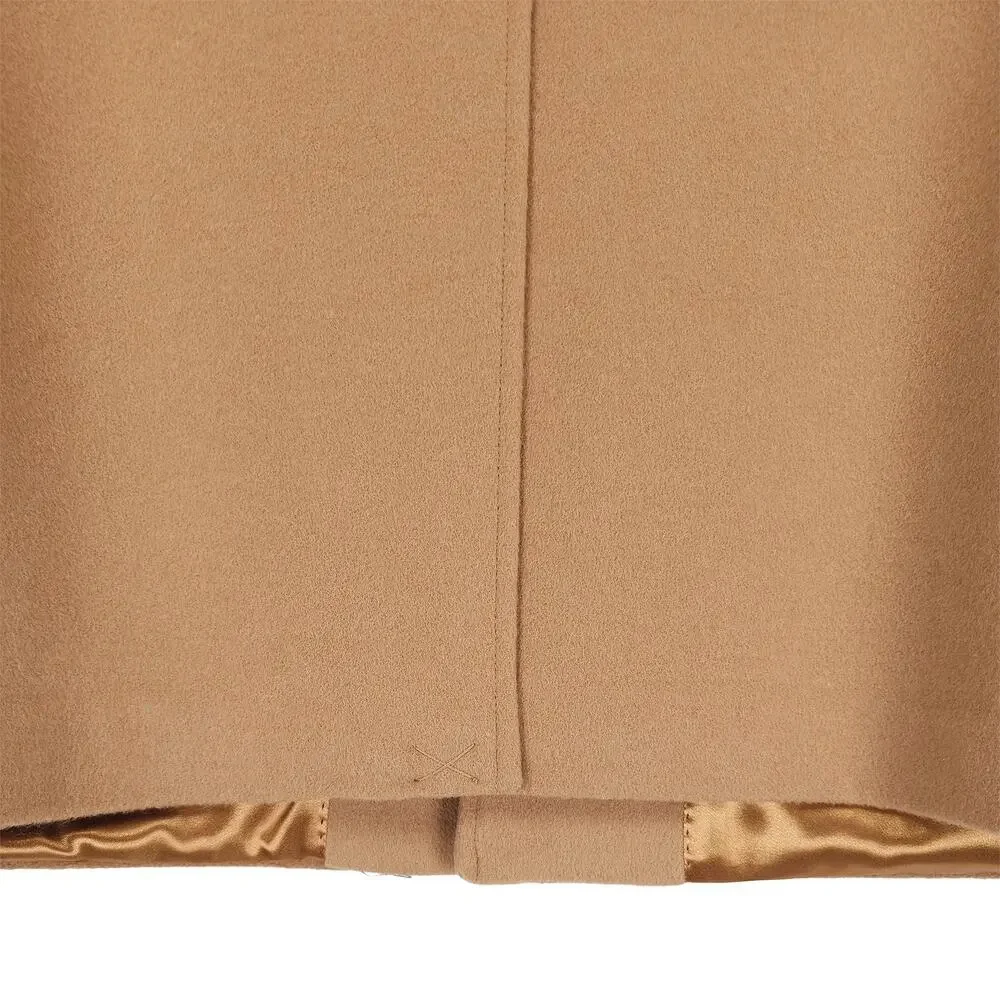 London Fog Signature Mens Classic Fit Overcoat 38S Beige Camel Solid Wool Blend